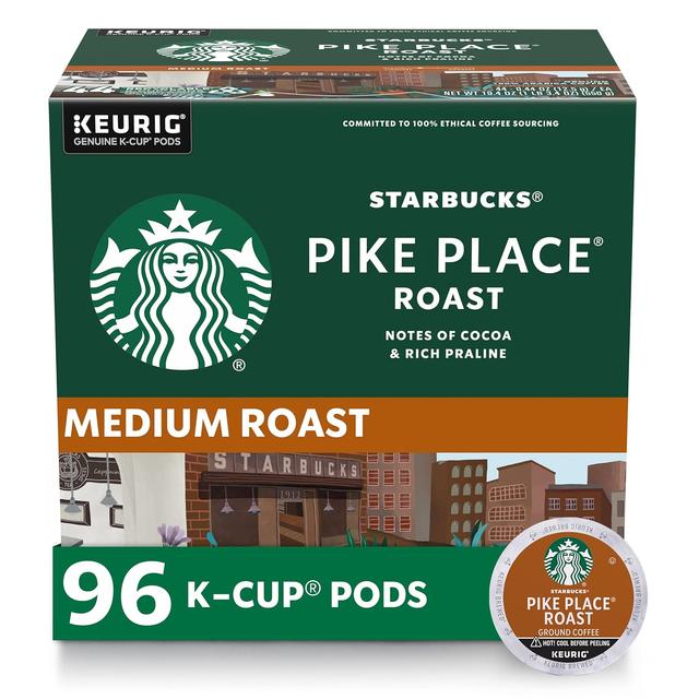 Product image of Starbucks K-Cup Coffee Pods, Medium Roast Coffee, Pike Place Roast for Keurig Brewers, 100% Arabica, 4 boxes (96 pods total)