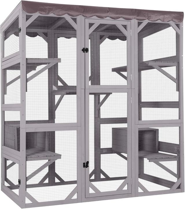 Product image of Aivituvin Catio Outdoor Cat Enclosure Large Cat House for Mulitiple Cats Walk in Kitty Cage with Tarp Roof 70"