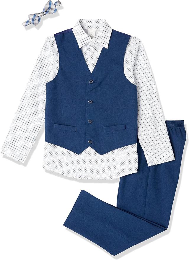 Product image of Van Heusen Boys' 4-Piece Formal Suit Set, Vest, Pants, Collared Dress Shirt, and Tie