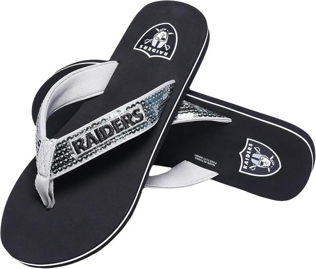 Product image of FOCO Womens NFL Team Logo Sequin Strap Sandals Flip Flops