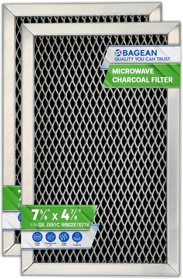 Product image of Microwave Filter Replacement 7.68" x 4.85" JX81C WB02X10776 GE Microwave Charcoal Filter - Also Fits LG Kenmore Carbon Filter - Freshens and Filters Kitchen Air in Over the Range Oven Vent Fan 2-Pack