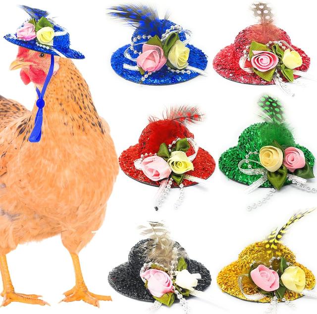 Product image of 6 Pieces Chicken Hats for Hens fit Chicken Clothes Costumes for Chickens Hats for Chickens Bearded Dragon Costume Tiny Hats Small Animal Hats Doll Clothes Doll Accessories-2