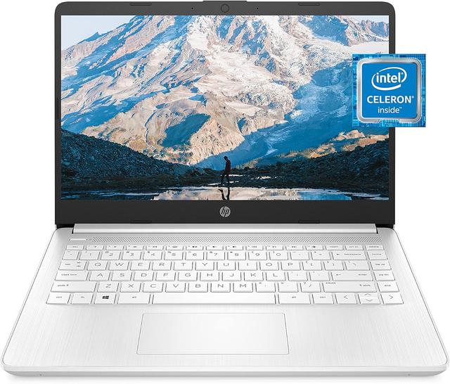 Product image of HP 14 Laptop, Intel Celeron N4020, 4 GB RAM, 64 GB Storage, 14-inch Micro-edge HD Display, Windows 11 Home, Thin & Portable, 4K Graphics, One Year of Microsoft 365 (14-dq0040nr, Snowflake White)