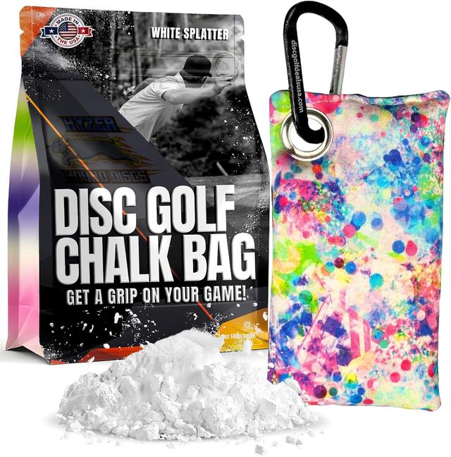 Product image of HYZER HOUND DISCS Disc Golf Chalk Bag | Dry Your Hands in the Heat of Summer | Attaches to Bag with a Carabiner | Improve Your Hand Grip for Consistency | Essential Disc Golf Accessories | Chalk
