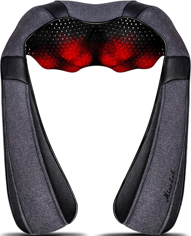 Product image of Mirakel Shiatsu Neck & Back Massager with Heat - Deep Tissue Neck, Back & Shoulder Pain Relief - Ergonomic Design Shoulder Massager, Electric Kneading Whole Body Massage Pillow Gifts for Women, Men