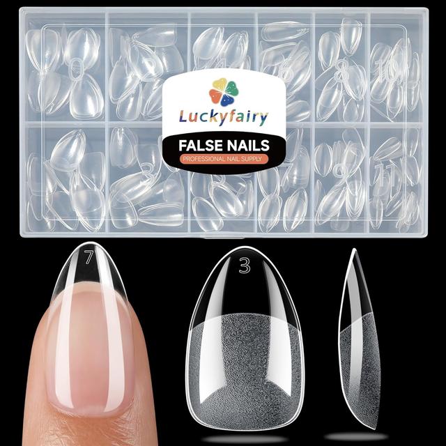 Product image of Short Almond Nail Tips, 240pcs Soft Nail Gel Tips Pre-Shaped Acrylic Fake Nails, Half Matte Full Cover Clear Gelly Press on Flase Nail Tips for Extension Nail Manicure Home DIY 12 Sizes Gelly Tips