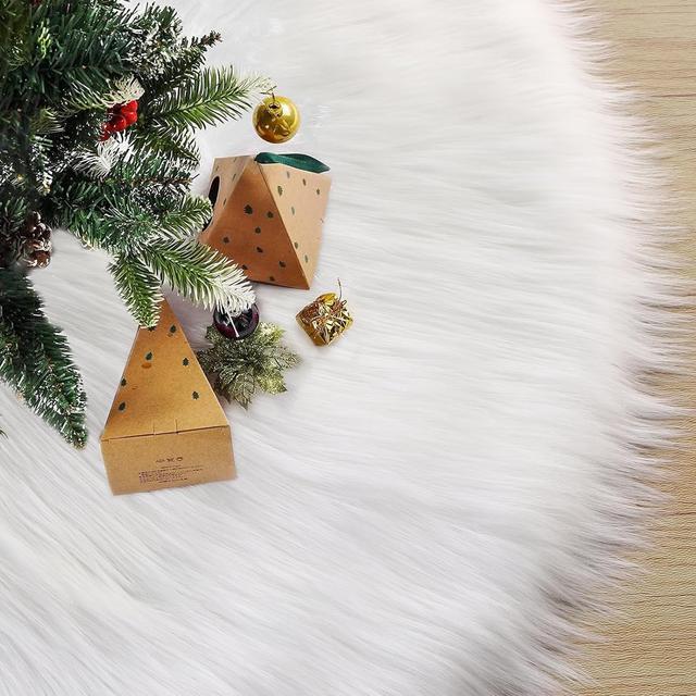 Product image of iMucci Christmas Tree Skirt 2024 Update 36 inch Wool Fur White Tree Skirt Small Snowy White Plush Velvet Tree Skirt Party Christmas Tree Decoration
