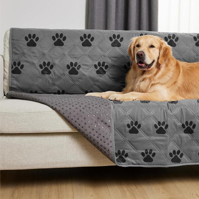 Product image of GORILLA GRIP Waterproof Dog Bed Cover, Pet Blanket for Furniture, Sofa, Couch, Crate, Car, Sofa Throw Essential for Cats and Dogs, Tear and Slip Resistant Leakproof Cushion Cover, 40x50 Gray Black Paw