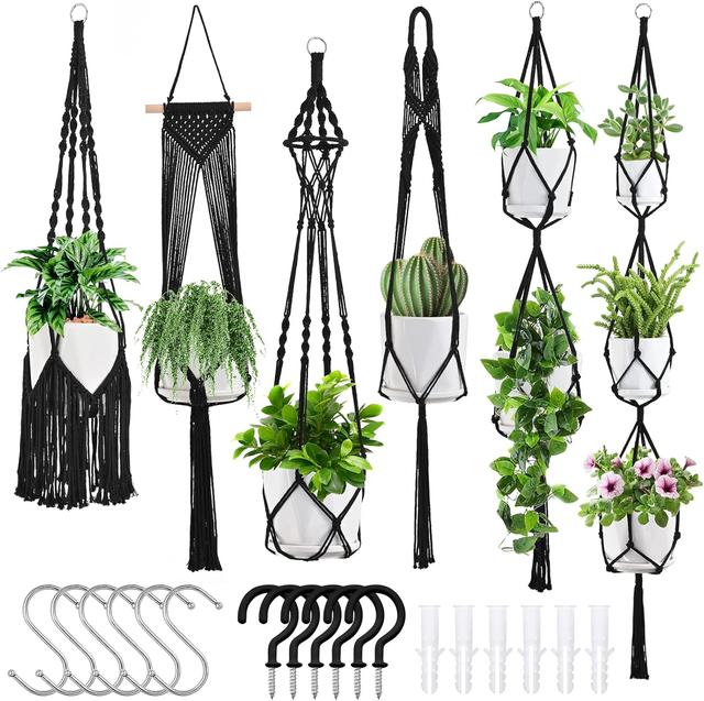Product image of Macrame Plant Hangers, 6Pack Hanging Planters for Indoor Plants w/ 6 Set Hangers Kit Handmade Macromay Plant Hangers Indoor Flower Pots Holder Stand for Boho Home Décor (POTS NOT Included)