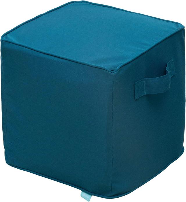 Product image of QILLOWAY Indoor/Outdoor Inflatable Stool, Ottoman Pouf Cube 16",All Weather Foot Rest for Camping or Home(Peacock Blue)