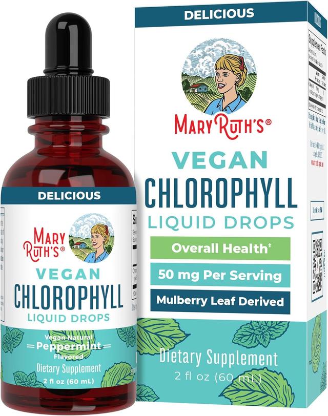 Product image of MaryRuth's Chlorophyll Liquid Drops | Clean Label Project Certified® | Vegan | Non-Diluted Liquid Chlorophyll| Mulberry Derived Supplement for Ages 14+ | Non-GMO | Delicious Minty Flavor | 2 Fl Oz