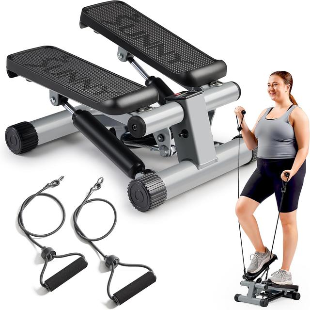 Product image of Sunny Health & Fitness Mini Stepper for Exercise at Home, Stair Step Workout Machine with Resistance Band and Over 300lb Weight Capacity, Optional Twist Motion and Free SunnyFit App Connection