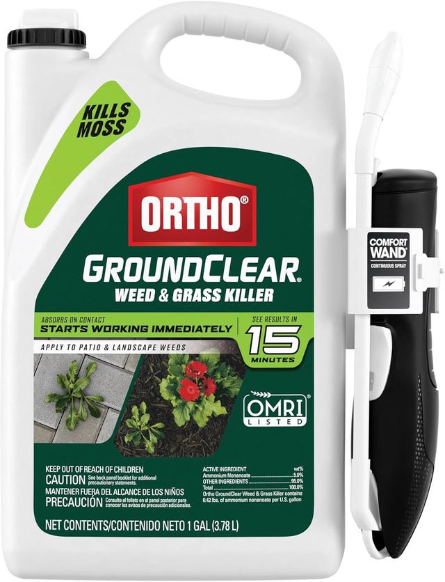 Product image of Ortho GroundClear Weed and Grass Killer with Comfort Wand, Kills Dandelions, Chickweed, Crabgrass, Moss and More in Patios and Landscapes, OMRI Listed, 1 gal.