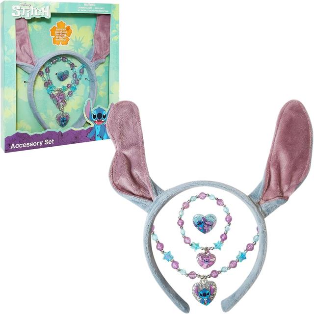 Product image of LUV HER Disney Licensed Stitch Headband with Ears for Girls - Kids Jewelry Dress Up Set All in one Giftable Box - Play Jewelry Set - 4pc (Toddler Headband, Necklace, Dress Up Bracelet, Ring) Ages 3+