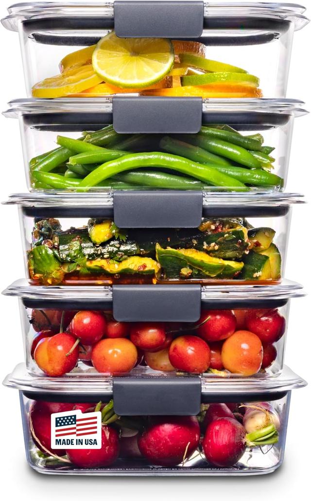 Product image of Rubbermaid Brilliance Food Storage Containers BPA Free Airtight Lids Ideal for Lunch Meal Prep & Leftovers Set of 5 (3.2 Cup)
