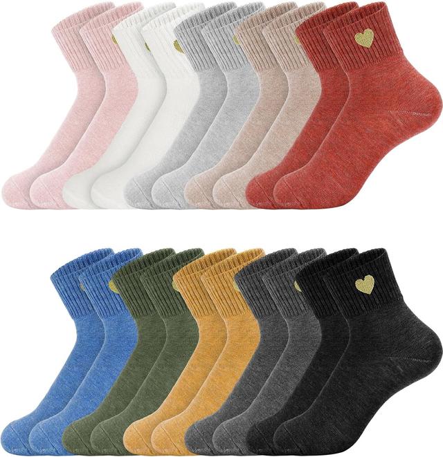 Product image of Eurzom 10 Pairs Socks Womens Crew Elastic Ankle Length Cotton Socks Aesthetic Cute Lightweight Low Cut Gifts for Women