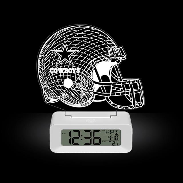 Product image of Game Time Dallas Cowboys LED Clock - Color Changing NFL 3D Illusion Helmet Acrylic, White Base
