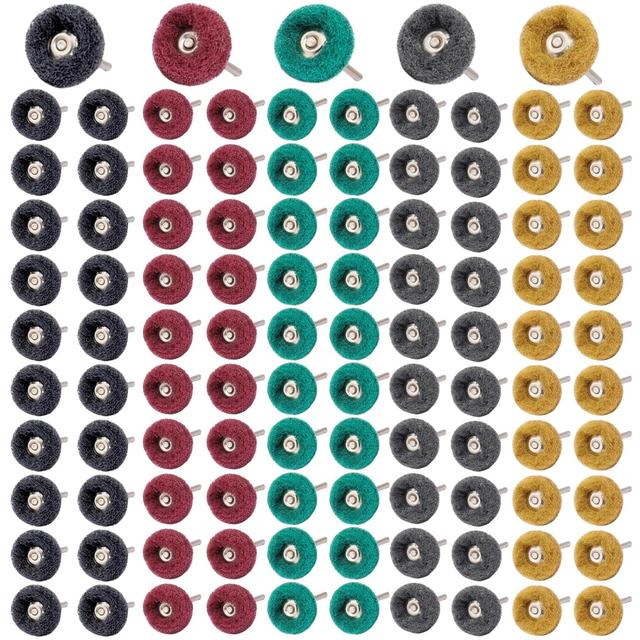 Product image of 100 PCS Abrasive Buffing Wheels,1 inch Polishing Wheel Set for Proxxon Dremel Rotary Tool Accessory-1/8 Shank