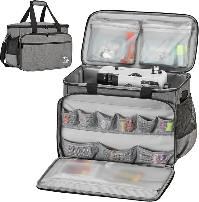 Product image of Golkcurx Sewing Machine Case with Removable Padding Pad, Tote Bag for Sewing Machine with Shoulder Strap for Most Standard Singer, Brother, Janome, Grey