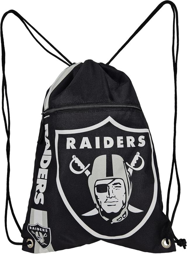 Product image of FOCO Las Vegas Raiders Big Logo Drawstring Backpack with Zippered Pocket – Limited Edition Raiders Bag – NFL Gear for the AFC West – Show Your Team Spirit with Officially Licensed Raiders Fan Gear