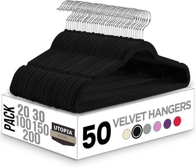 Product image of Utopia Home Velvet Hangers 50 Pack - Non-Slip Suit Hangers with 360 Degree Rotatable Hook - for Pants, Coats, Shirts & More (Black)