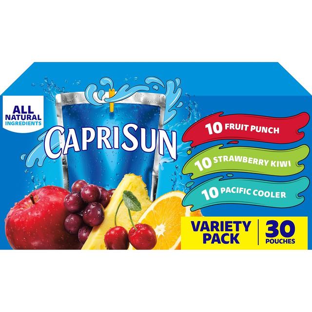Product image of Capri Sun Fruit Punch, Strawberry Kiwi and Pacific Cooler Flavored Juice Drink Blend Variety Pack, 30 ct Box, 6 fl oz Pouches