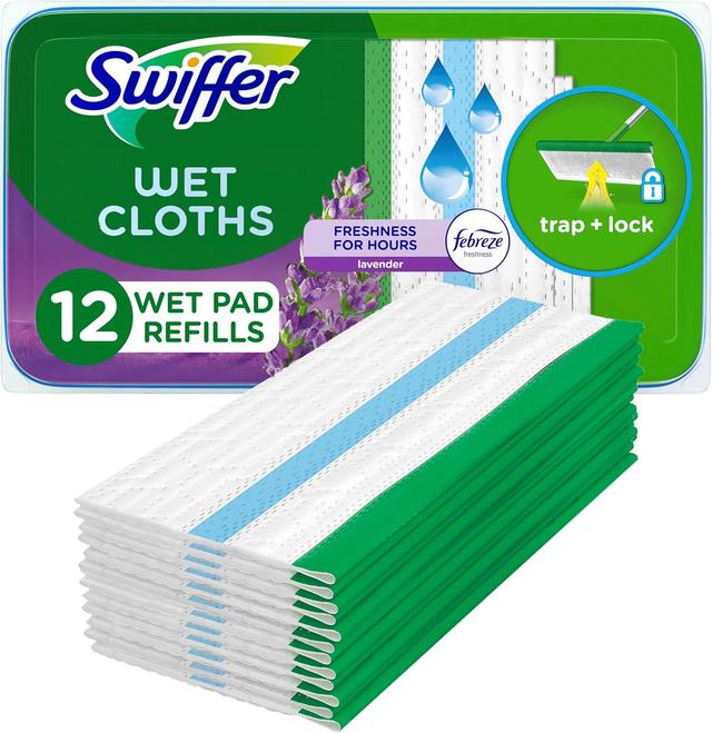Product image of Swiffer Sweeper Wet Mopping Pad Refills for Floor Mop with Febreze Lavender Scent, 12 Count (Packaging May Vary)