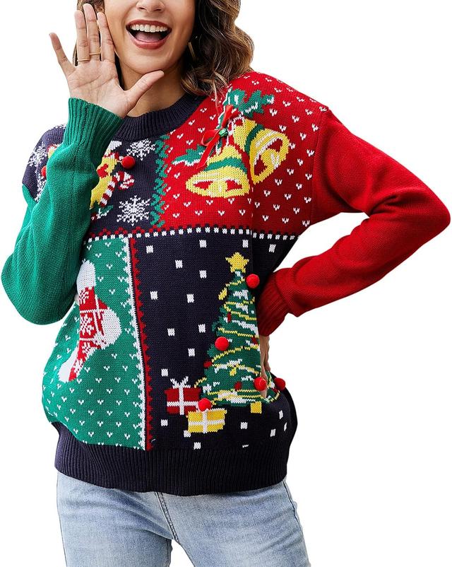Product image of IFFEI Womens Ugly Christmas Sweater Novelty Print Crew Neck Sweater Pullover