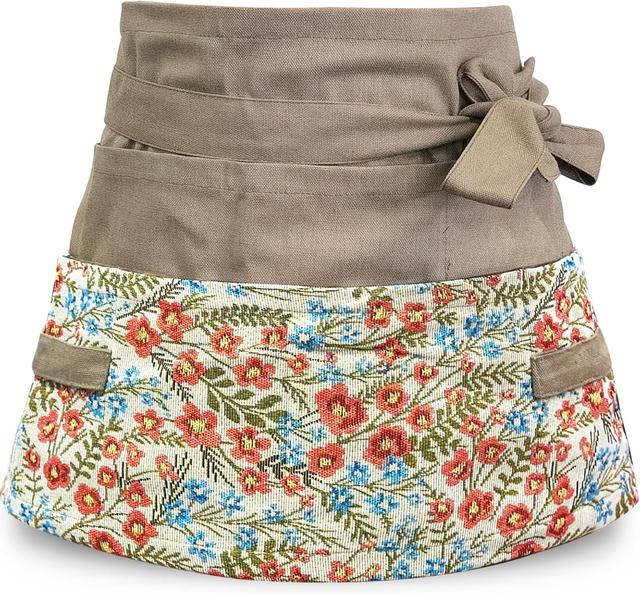 Product image of Garden Apron for Woman, Serve Apron Cute, Flora Half Apron with 8 Pockets, Valentines Gift for Mom Wife Girlfriend