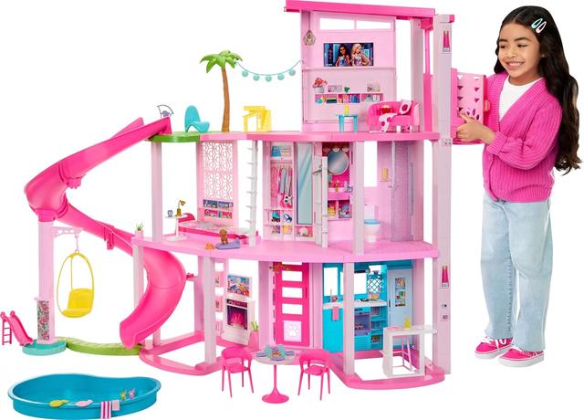 Product image of Barbie DreamHouse, Doll House Playset with 75+ Pieces Including Toy Furniture & 3-Story Pool Slide, Pet Elevator & Puppy Play Areas