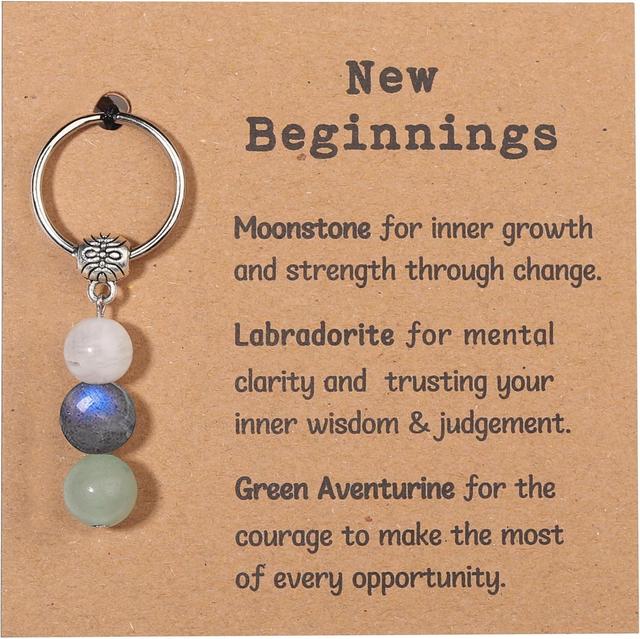 Product image of Natural Crystals Keychain Gift for New Beginnings, Small Healing Stones Keychain for Anxiety Relief. Healing Crystals