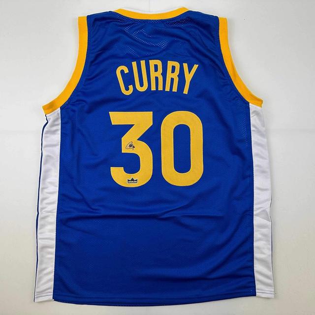 Product image of Facsimile Autographed Stephen Steph Curry Golden State Blue Reprint Laser Auto Basketball Jersey Size Men's XL