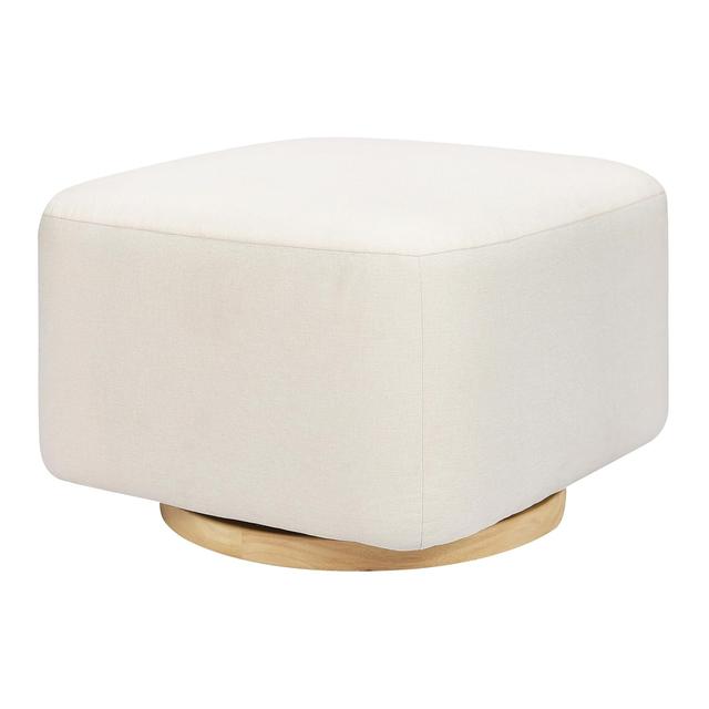 Product image of Babyletto Kiwi Gliding Ottoman in Performance Cream Eco-Weave with Light Wood Base, Water Repellent & Stain Resistant, Greenguard Gold and CertiPUR-US Certified