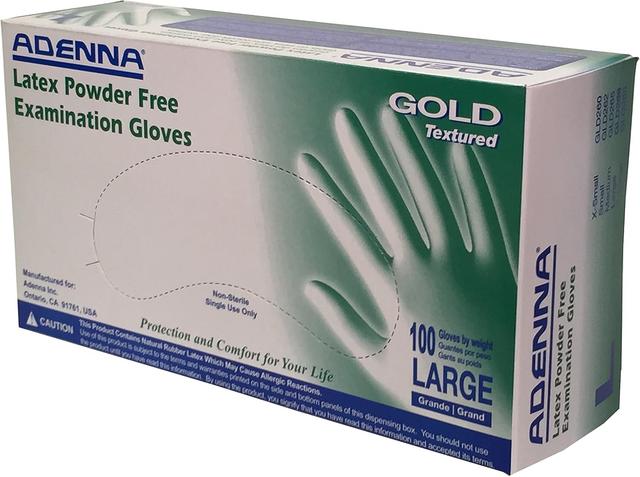 Product image of Adenna GOLD Disposable Latex Gloves – 6 Mil, Powder Free Exam Glove, Textured Grip, Medical, Industrial Use, Large, White