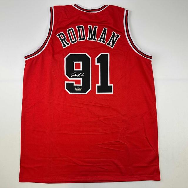 Product image of Facsimile Autographed Dennis Rodman Chicago Red Reprint Laser Auto Basketball Jersey Size Men's XL