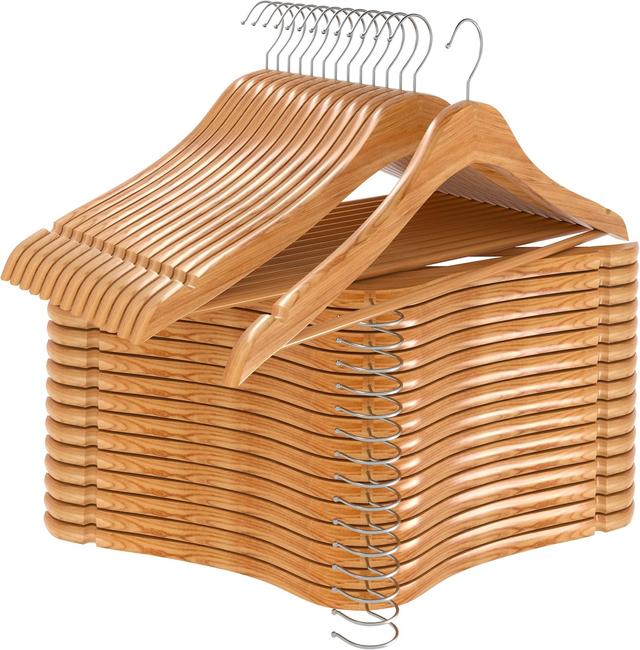 Product image of Utopia Home Premium Wooden Hangers 30 Pack - Durable & Slim Coat Hanger - Suit Hanger with 360-Degree Rotatable Hook - Wood Hangers with Shoulder Grooves (Natural Color)