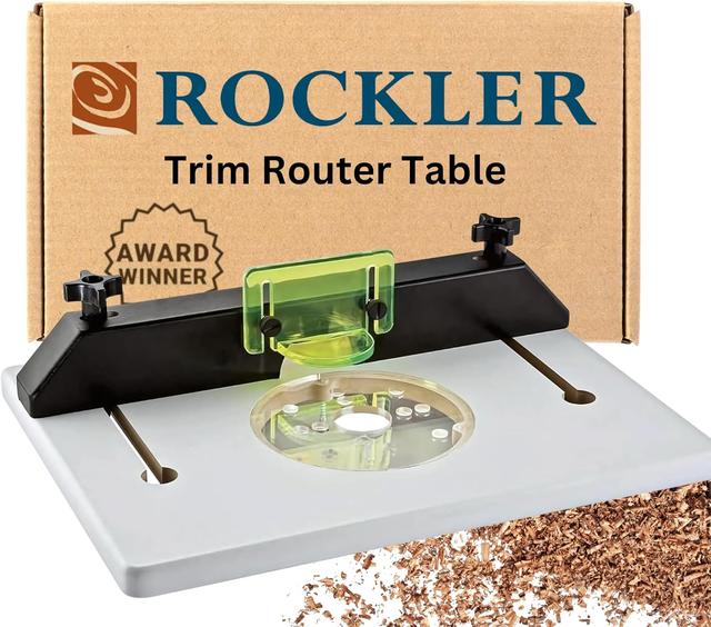 Product image of Rockler Trim Router Table – Adjustable Table Router - Best Router Table w/Pre-Drilled Holes on Back - Router Table w/High-Visibility Bit Guard, 1/4" Thick Acrylic Base – Router Tools for Woodworking
