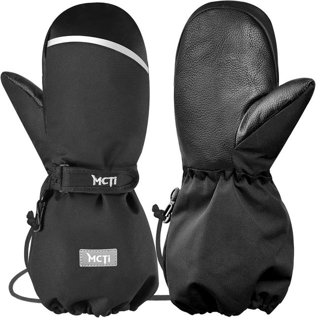 Product image of MCTi Kids Mittens Waterproof Winter Ski Warm Sherpa Lined Long Cuff with String
