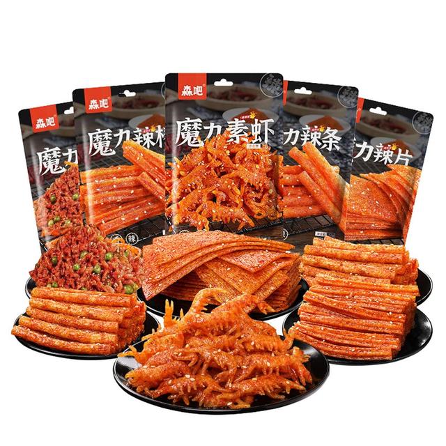 Product image of QIXINLIZYY Latiao Spicy Strips, 5 Packs Spicy Sweet Gluten Latiao, Chinese Spicy Casual Snack Food, La Tiao Spicy Sticks, Latio 辣条, 大面筋, 62g/2.19oz per Pack (Packs of 5, Sweet and Spicy)