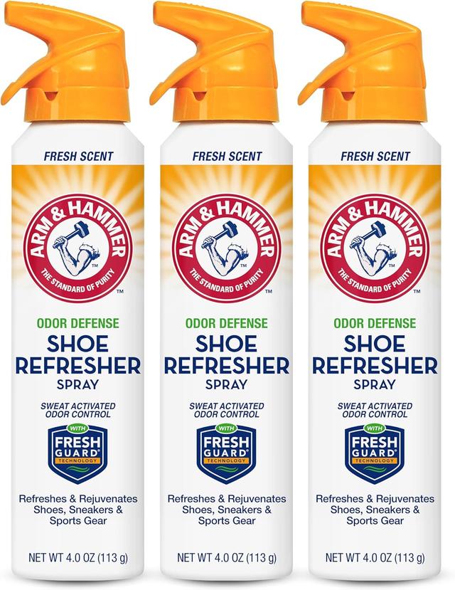 Product image of Arm and Hammer Shoe Refresher Spray, Multi-Purpose Odor Remover for All Types of Footwear, Shoe Deodorizer Spray, Shoe Odor Eliminator, Shoe Spray, Shoe Smell Eliminator, 4 oz (3 Pack)