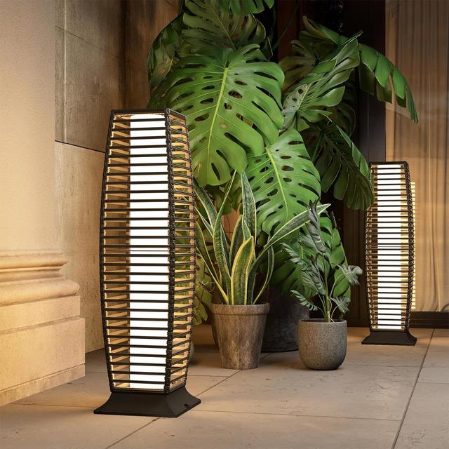 Product image of Grand patio Outdoor Floor Lamp Solar Powered Lantern Waterproof Wicker Boho Deck Lights for Garden Porch Decor, Large Crossover