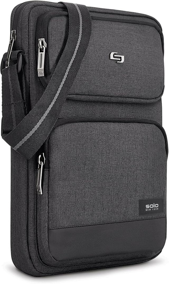 Product image of Solo New York Universal Tablet Sling Bag for Women & Men - Crossbody Bag for Travel, Walking, & Hiking, Adjustable Shoulder Strap, Front Zippered Pocket, Fits 12.9" Tablets - Ludlow, Grey