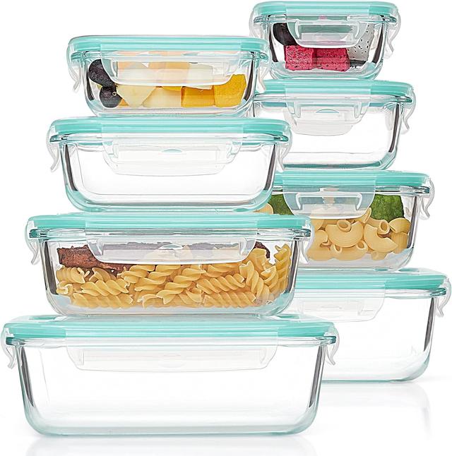 Product image of Vtopmart 8 Pack Glass Food Storage Containers with Airtight Lids, Glass Meal Prep Containers, Lunch Office Meal for Microwave, Oven, Freezer and Dishwasher, BPA Free