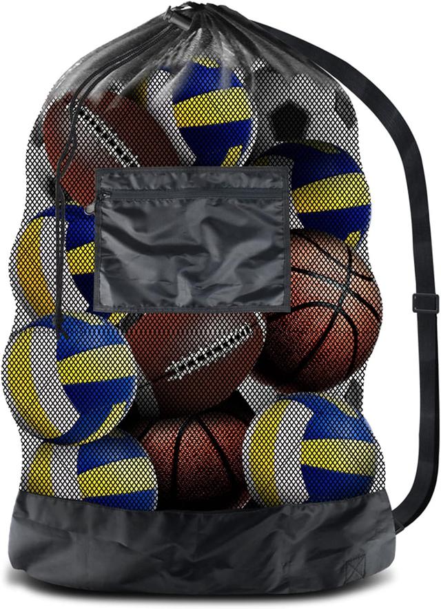 Product image of BROTOU Thickened Extra Large Sports Ball Bag Mesh Socce Ball Bag Heavy Duty Drawstring Bags Team Work for Holding Basketball, Volleyball, Baseball, Swimming Gear with Shoulder Strap
