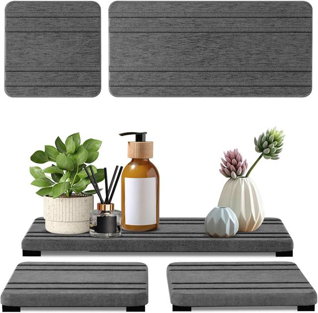 Product image of 3PCS Water Absorbing Stone Tray, DryingNeat Diatomite Stone Sink Tray, Instant Dry Sink Coasters, Kitchen Sponge Hand Soap Holder, Countertop Fast Drying Counter Trays,8 * 4inch and 4 * 4inch