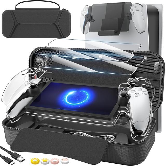 Product image of daydayup 14 in 1 Accessories Set Bundle Compatible with Playstation Portal Remote Player, Carrying Case & Charging Cable, Holder Stand with 2 Screen Protectors and 4 Thumb Grips Playstation Consoles