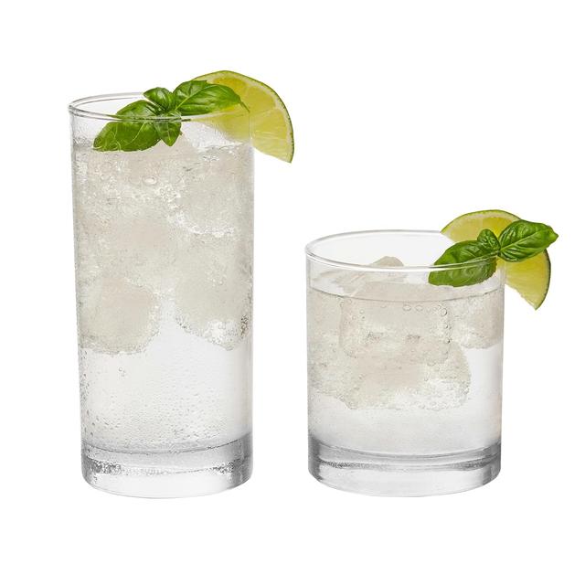 Product image of Libbey Province Tumbler and Rocks Glass Set, Elegant Drinkware Glasses Set, Tall Drinking Glasses with Modern Lines, Drinking Glasses Set of 16