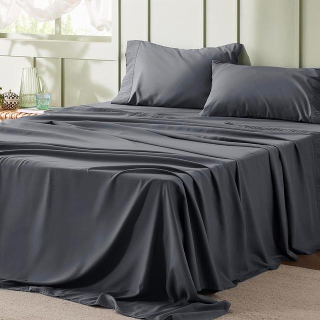 Product image of Bedsure Queen Sheet Set - 4 Pieces Soft Queen Size Sheets - Breathable & Cooling - Hotel Luxury - Easy Care Polyester Microfiber Bedding for Women, Men, Dark Grey