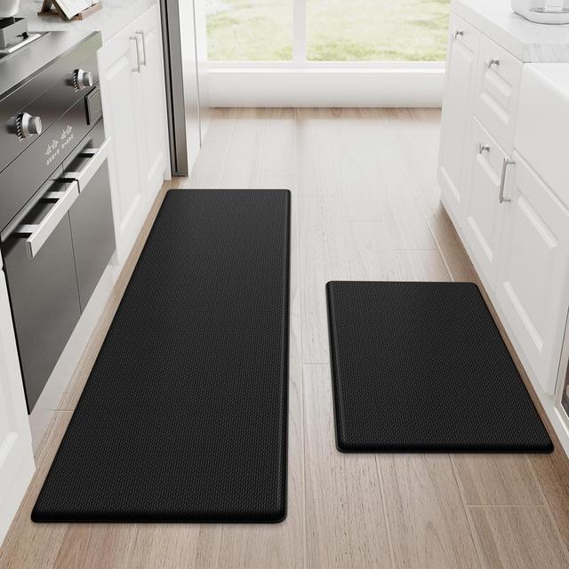 Product image of StepRite Kitchen Mats, 2PCS Kitchen Rugs, Cushioned Anti Fatigue Kitchen Mats for Floor, Non-Slip Standing Desk Mat, Waterproof Kitchen Rug Set for Kitchen, Floor, Office, 17.3"x30"+17.3"x47", Black