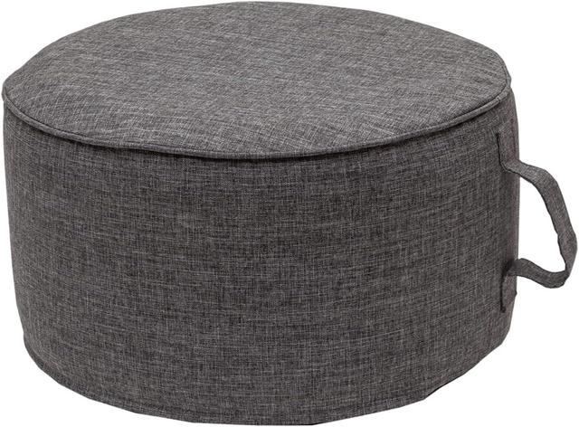 Product image of QILLOWAY Indoor/Outdoor Inflatable Stool,Round Ottoman,All Weather Foot Rest for Camping or Home,Charcoal Grey/Black